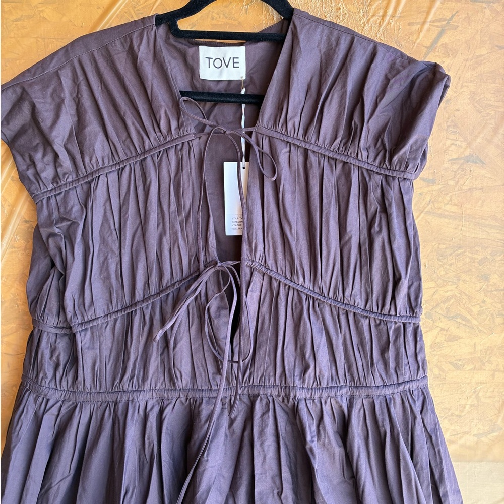 NWT TOVE Ceres Gathered Midi Dress in Brown
Size X-Large (FR 42/UK 14) - Picture 7 of 15